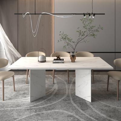 Kodotan sofa Extendable Dining Room Table for 6 8 10, Modern Faux Marble Wooden Long Large Rectangular Expanding Conference Kitchen Table