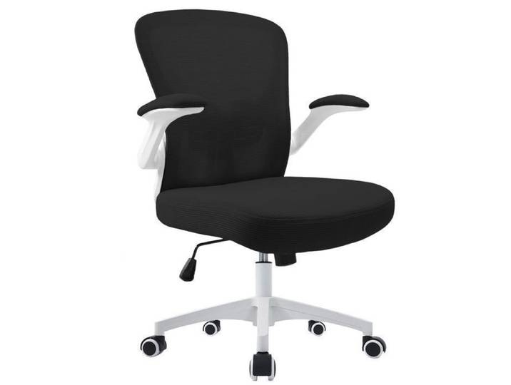 Durrafy Chaise de Bureau Hauteur&Soutien Lombaire Réglables Accoudoir Pivotant à 90°Chaise de Bureau Ergonomique Blanc 150 kg