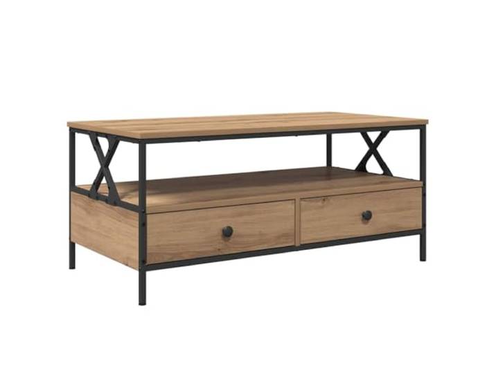 IBUQDDV Couchtisch Artisan-Eiche 100 x 51 x 45 cm Holzwerkstoff Rechteckige Form, stabile Regalböden, Stauraum für Magazine und Bücher, Wohnzimmer, minimalistische Einrichtung