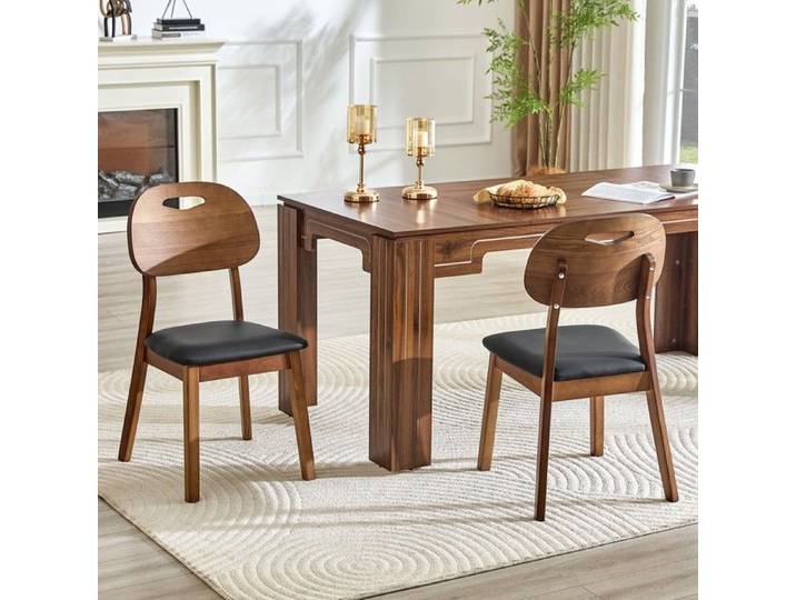 Lot 2 chaises salle à manger dossier ovale avec poignée transport assise rembourrée sans table