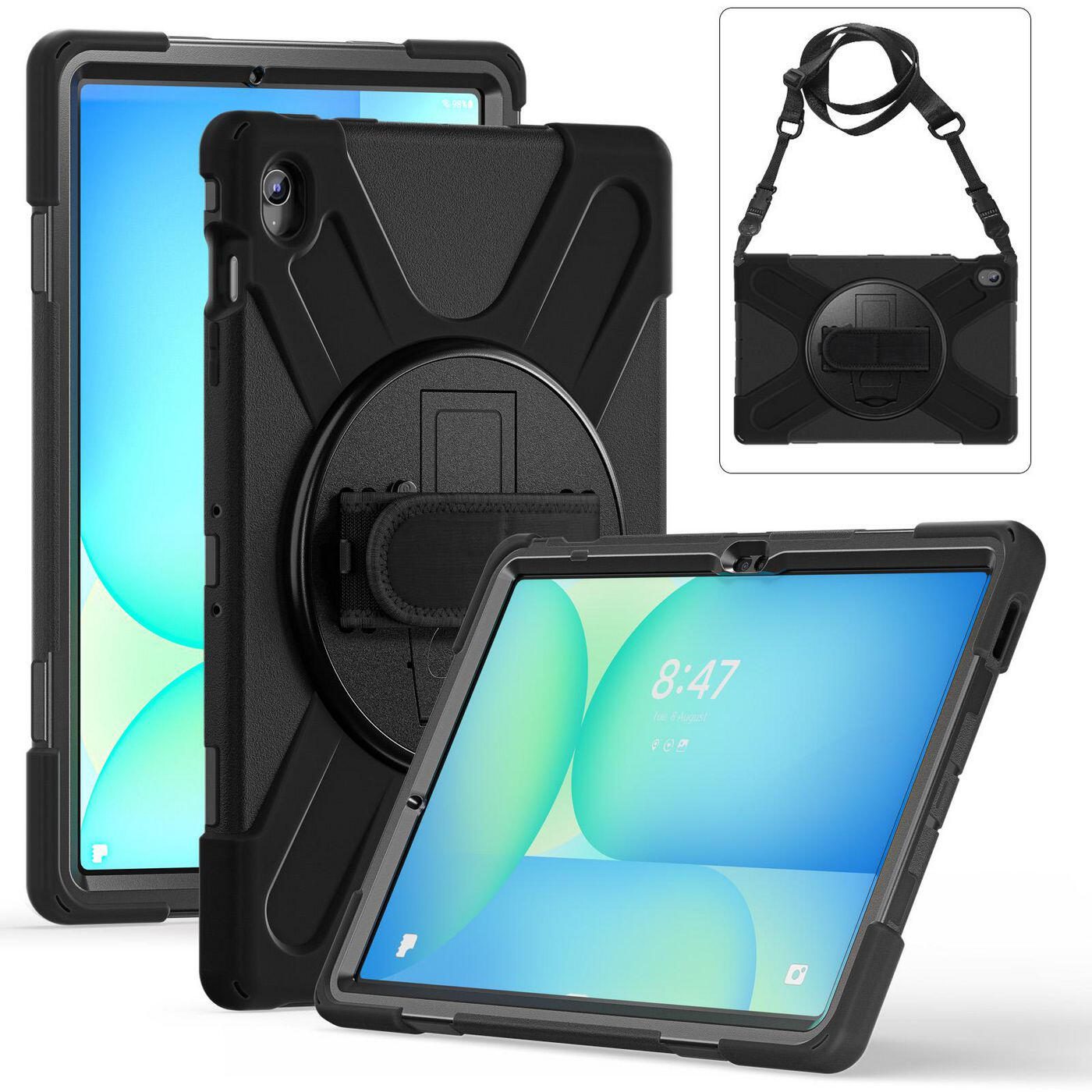 eSTUFF Galaxy Tab S10 FE+ AUSTIN Defender Case ohne eingebautes Frontglas - Schwarz ES681863-BULK