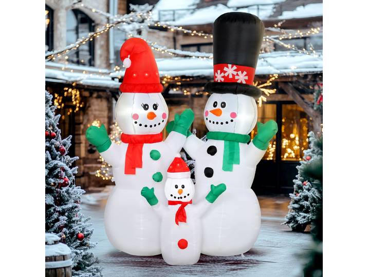 Outsunny Bonhomme de Neige Gonflable 1,8m LED Extérieur/Intérieur