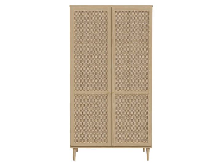 Armoire 2 portes Calasetta chambre à coucher Chene/poly Rattan - Basika