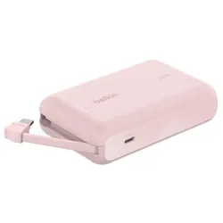 Belkin BoostCharge Powerbank 10K mit integriertem Kabel, rosa