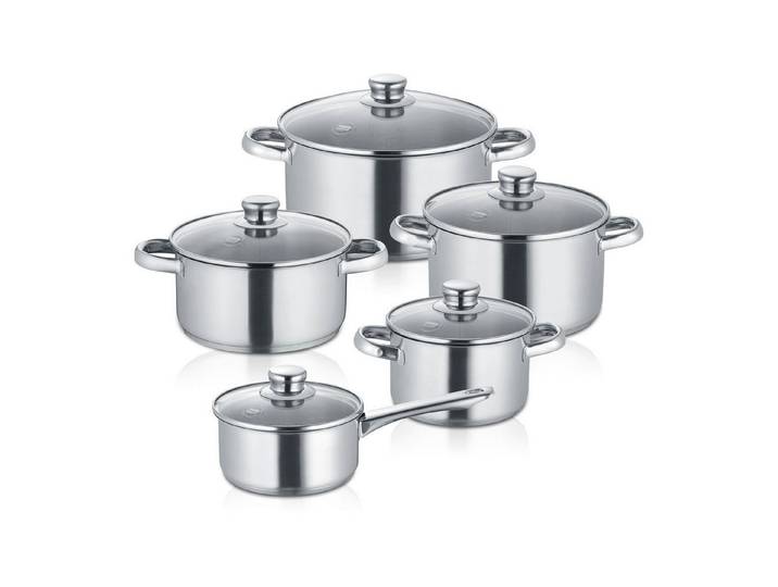 Berndes Topf-Set Kochtopfset 5-teilig cm, Edelstahl, poliert - New Roma, Edelstahl