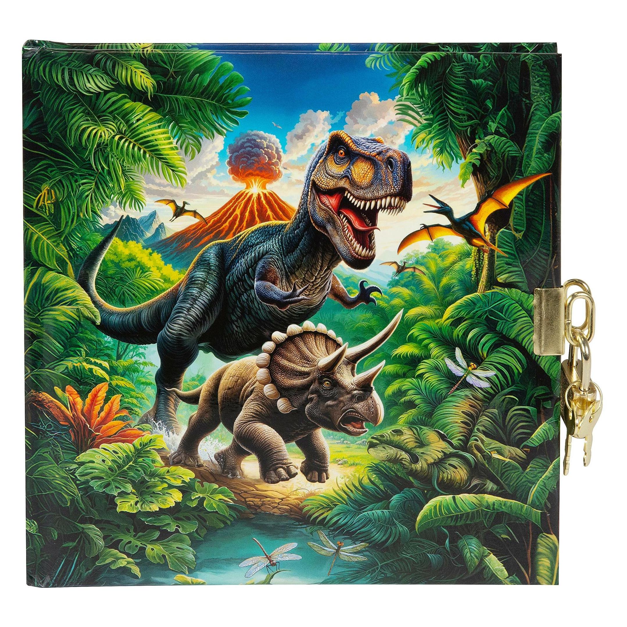 Bruckner Brückner Tagebuch Dinosaurier Vulkan mit Schloss (16.5 x 16.5 cm, Blanko) (44157)