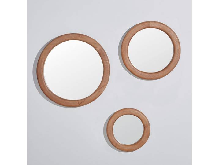 Runde Spiegel aus Mangoholz (x3)