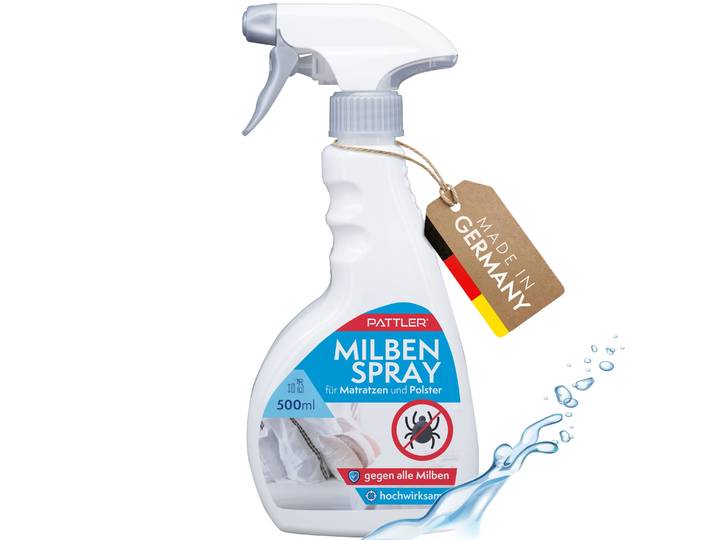 Milbenspray PATTLER Optimiert für Matratzen & Textilien , weiß, Schädlingsbekämpfungsmittel, Milbenspray, 500 ml