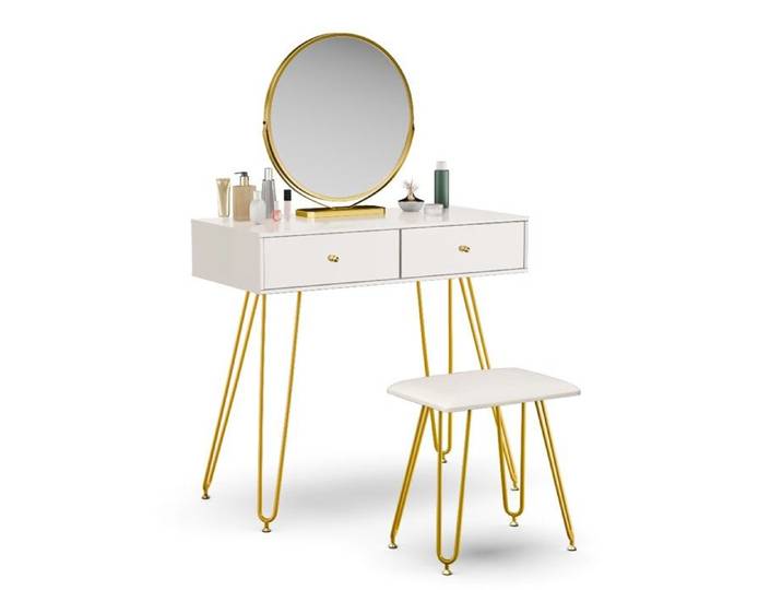 Blumfeldt LuxeConnect set de maquillage tabouret inclus miroir pivotant revêtement thermolaqué
