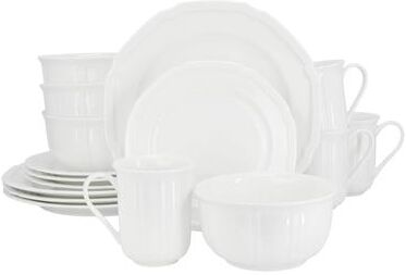 Meritage Set of 16, Scallop Rim Bone China Dinnerware White
