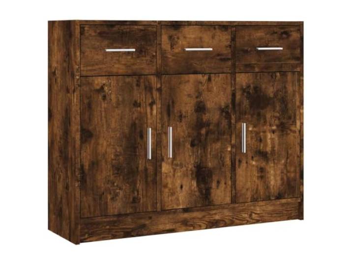 Fisinber Sideboard Räuchereiche 91x28x75 cm Kommode Holzwerkstoff Kompakter Beistellschrank für Wohnzimmer und Flur. Bietet praktischen Stauraum hinter Türen sowie Ausstellfläche.