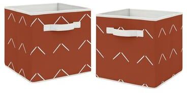 Sweet Jojo Designs Boho Arrow Foldable Fabric Storage Bins - Ivory Burnt Orange Modern Farmhouse Southwest Shabby Chic Designer Bohemian Diamond