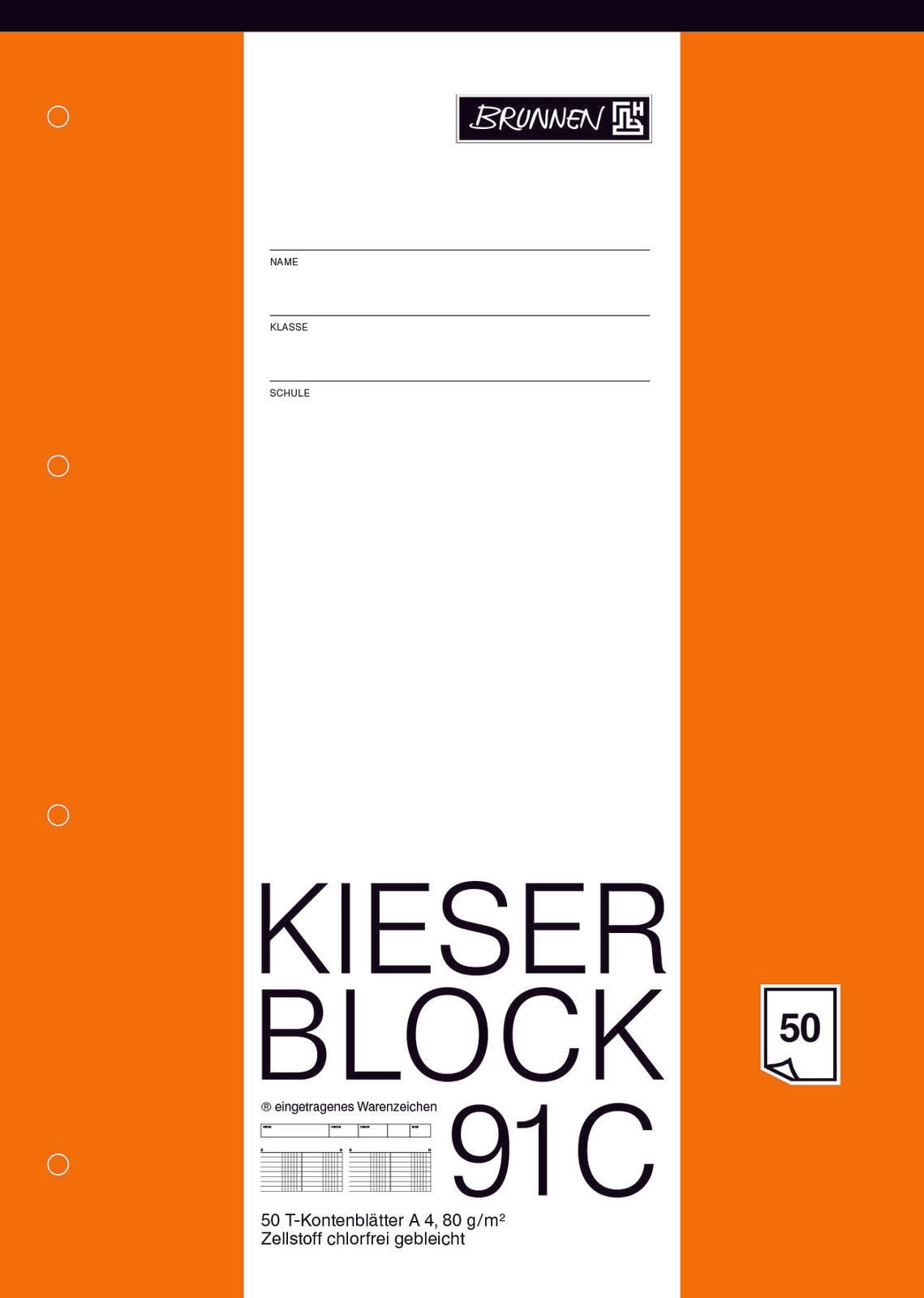 BRUNNEN Kieserblock Arbeitsblock DIN A4 T-Konten 1042931
