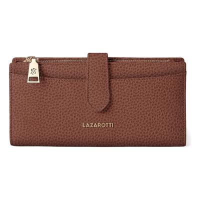 Geldbörse LAZAROTTI "Bologna Leather Geldbörse Leder 20 cm", Damen, braun (cognac), Leder, Kleinlederwaren