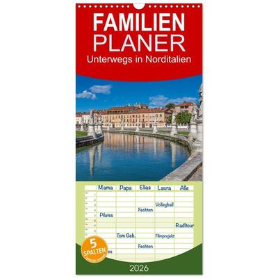 Familienplaner 2026 - Unterwegs in Norditalien mit 5 Spalten (Wandkalender, 21 x 45 cm) CALVENDO