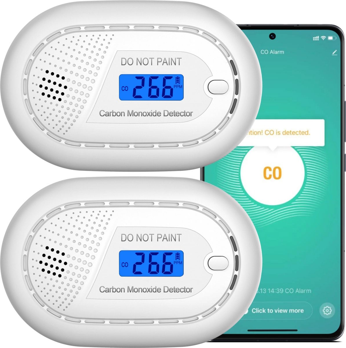 Aroha Smart Connect Koolmonoxidemelder - Set van 2 - Slimme CO melder met Tuya & SmartLife app - 10 jaar batterijduur
