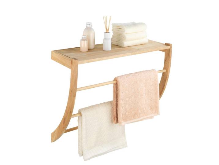 Handtuchhalter Norway, Braun, Holz, 60x50x25 cm, Badezimmer, Badezimmerausstattung, Handtuchhalter