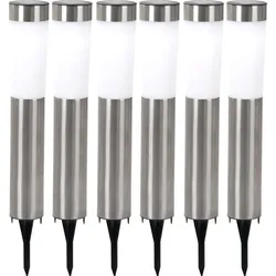 Solarleuchte Edelstahl Außenlampe Erdspieß Solar Stecklampe Gartenleuchte, LED 0,06W, DxH 7,5x56 cm, 6er Set
