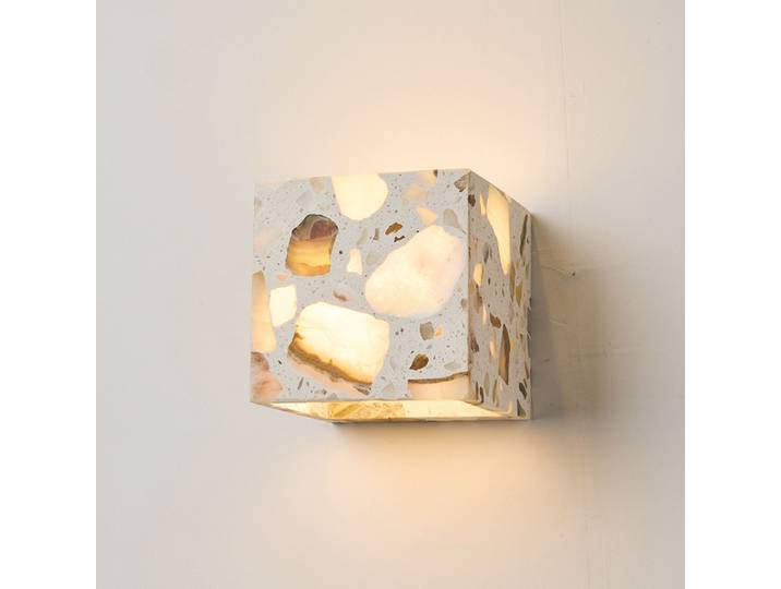 Applique murale LED moderne en pierre, décoration de maison, salon, chambre à coucher, escaliers, allée, couloir, lampe en marbre travertin, lampe de chevet carrée