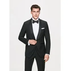Hackett London für Herren. HM450266 Smokingjacke mit Schalkragen aus schwarzer Mohairwolle (40/32), Party