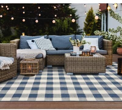 The Gray Barn Style Haven Gingham Check Indoor/Outdoor Area Rug..
