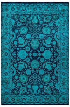 Overton "Overdyed, One-of-a-Kind Hand-Knotted Area Rug - Blue - 4' 2"" x 6' 2"""