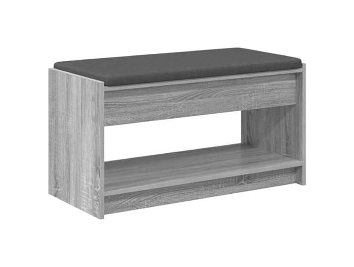 GKHPYURE Sitzbank Sonoma grau 83 x 38 x 45 cm Technisches Holz, Stoffkissen, Ablagen, rückenfreies Design, minimalistischer Stil, für Flur und