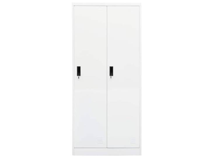 Schrank Stahl weiß 80x50x180 cm mit 2 Fachböden und 2 Schlössern Stahl, weiß, 80x50x180 cm, 2 Ablagen, 2 Schlösser, geräumige Fächer, für Kleidung und Zubehör, leicht zu reinigen
