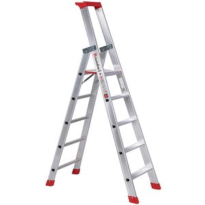 Euroline Stehleiter Nr. 32577, 3257705, mit Plattform, aus Aluminium, bis 150kg, mit 5 Stufen