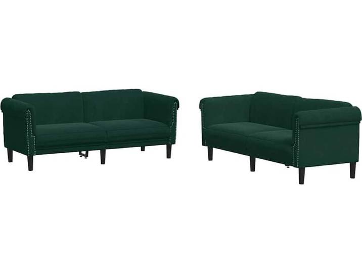 vidaXL Ensemble de canapés 3 pièces vert foncé velours