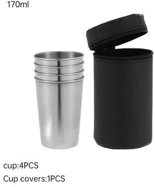 Uplift Picks Portable Stainless Steel Camping Cups With Carry Case 170 Ml
