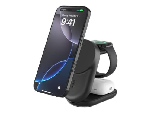 Belkin UltraCharge 25W Qi2 magnetische 3-in-1 oplader, klapbaar, zwart