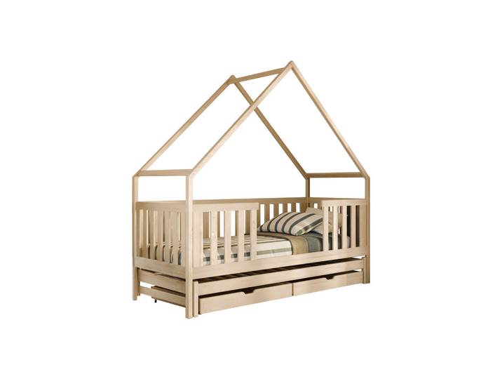 Mirjan24 Hausbett Magic, Naturfarben, Holz, Kiefer, 2 Schubladen, Rechteckig, 90x200 cm, Babymöbel & Kindermöbel, Kinderzimmer & Jugendzimmer, Kinderbetten, Spielbetten