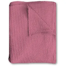 Baumwoll Waffelpiqué Decke rosa 75 x 120 cm aus 100% Baumwolle