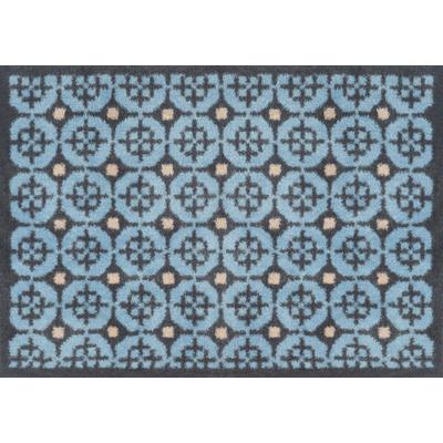 Fußmatte TURTLE MAT "Parterre Blue", blau, B:60cm H:9mm L:85cm, Obermaterial: 85% Baumwolle, 15% Viskose, Teppiche, Fußmatte