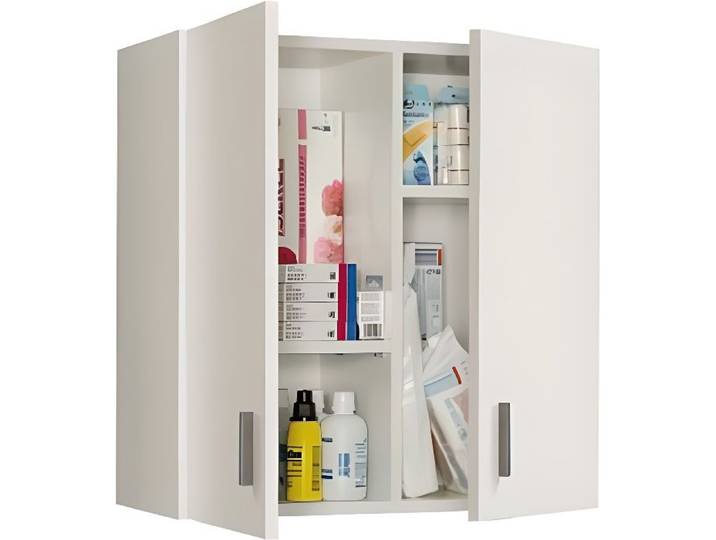 Armoire à suspension - Polyvalente - Blanc - 80x59x27 cm - 2 portes