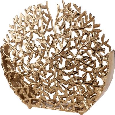 Tischvase GILDE "Vase rund Branchline goldfarben", goldfarben, B:37cm H:33,5cm T:10,5cm, Aluminium, Vasen, Dekovase, Branchline, Zweigmuster, Strukturdekor, Blickfang