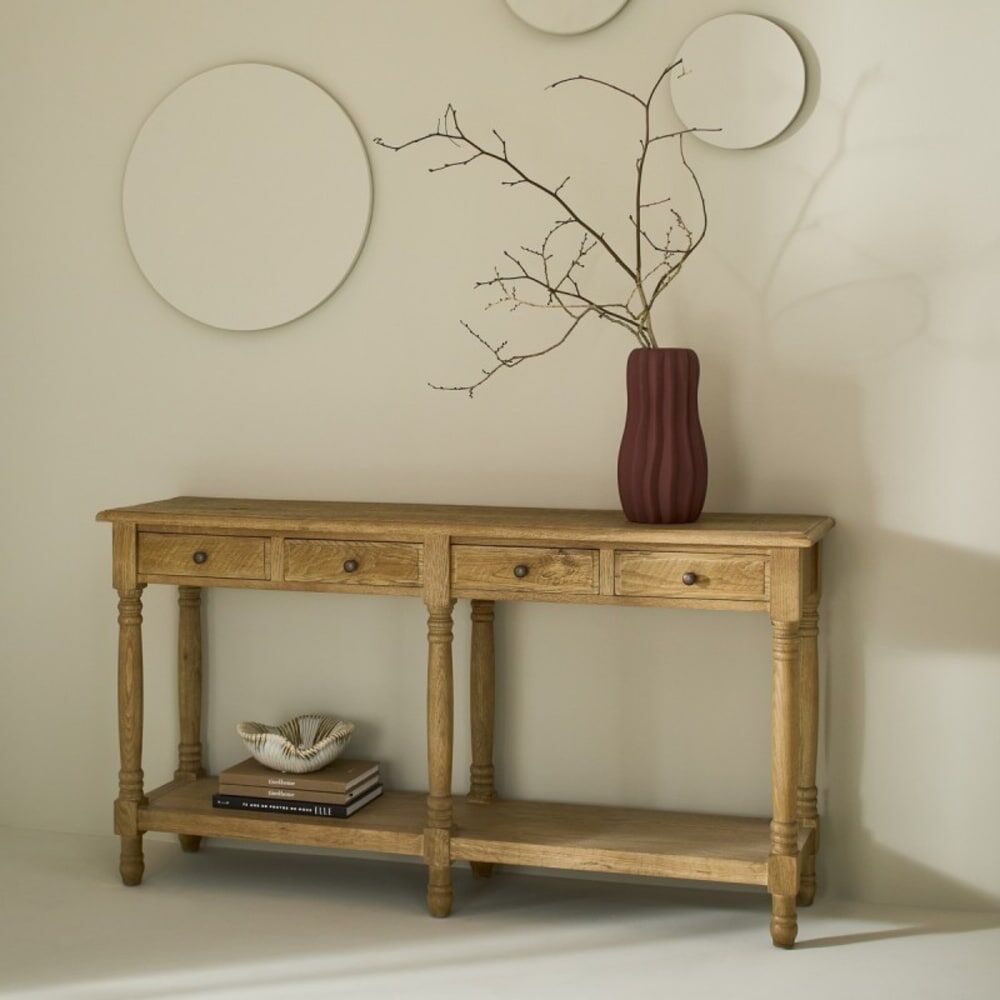 Signature Console en chêne massif Marron 150x80x40cm