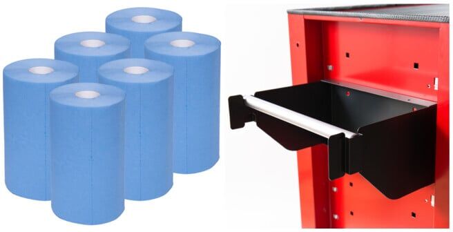 Set STIER Putzpapier-Rollen Basic + Stier Putztuchhalter zu Stier Werkstattwagen