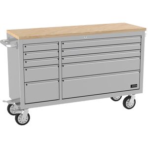 Güde Werkbank GW 10 INOX, silber, mit Rollen, mit 10 Schubladen, 144 x 91 x 49 cm