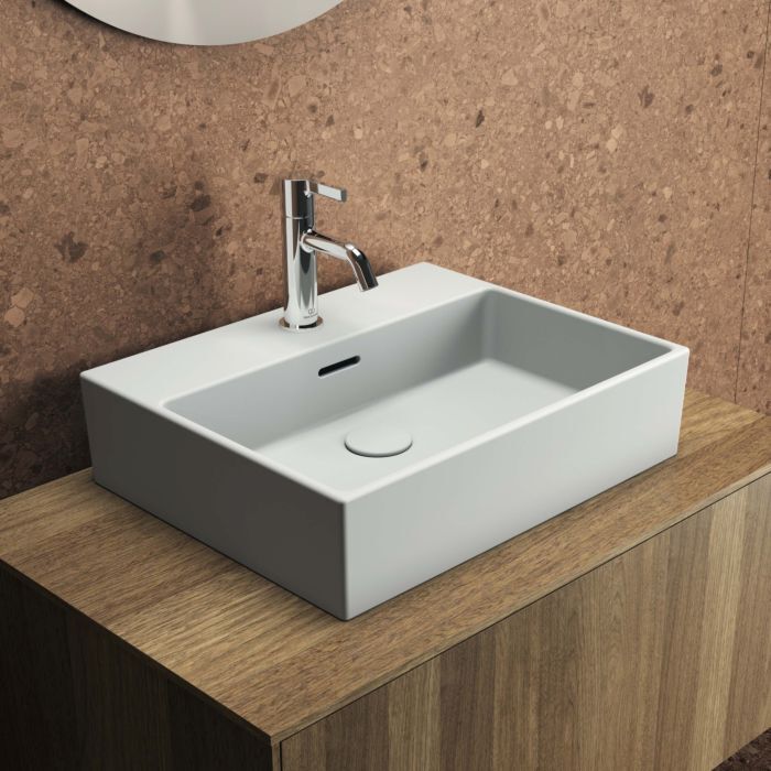 Ideal Standard Aufsatz-Waschtisch T3741MA eckig, 50x40x15 cm, 1 Hahnloch, mit Überlauf, weiß Ideal Plus