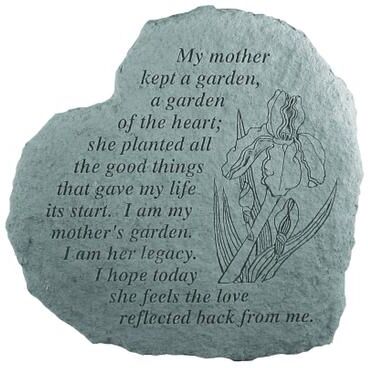 My Mother Kept A Garde Heart Accent Memorial Stone by Kay Berry in Grey