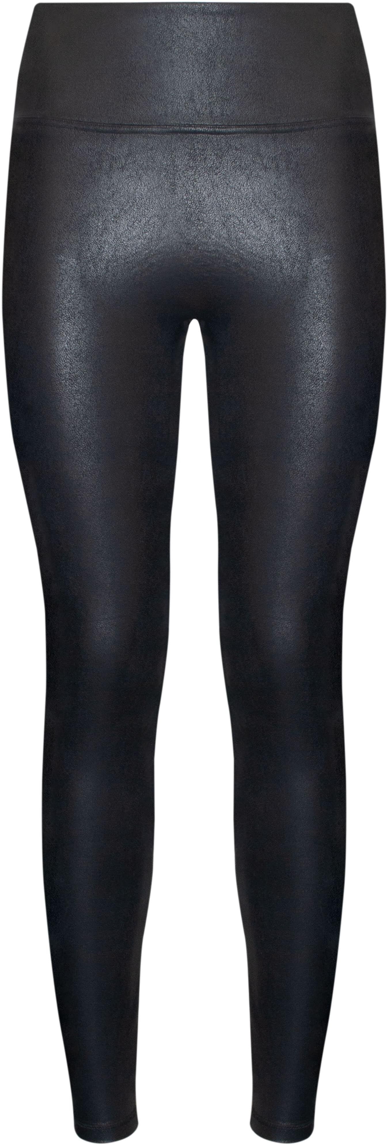 Leggings MAGIC BODYFASHION "Leather Look Legging", Damen, Gr. M, N-Gr, schwarz, Obermaterial: 62% Polyamid, 38% Elasthan, schmal lang, Hosen Leggings, hoch tailliertes Design, keine vordere Mittelnaht schwarz M, N-Gr