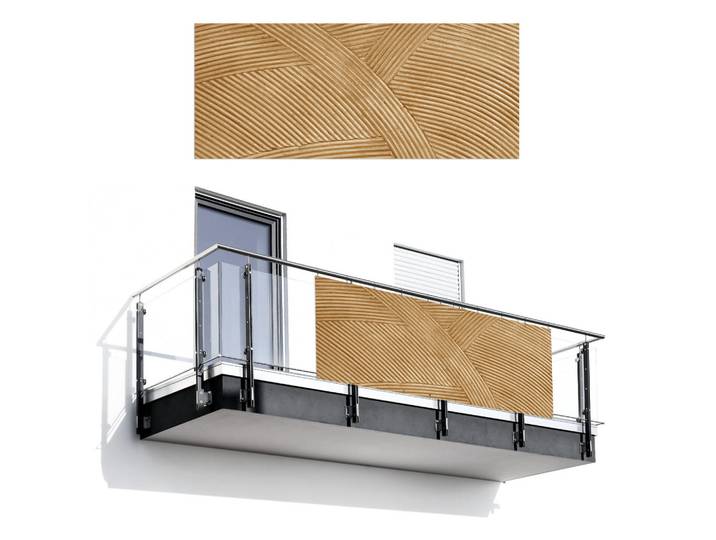 MuchoWow Balkon-Sichtschutz Struktur - Natur - Kunst - Rattan, Naturfarben, Kunststoff, Rechteckig, 300x130 cm, Sonnenschutz, Sichtschutz
