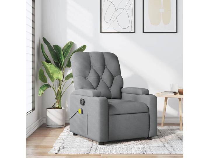 vidaXL Massage-Relaxsessel, hellgrauer Stoff
