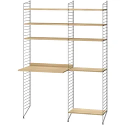 Funktionales Standregal mit Schreibtisch Dunkelgrau Eiche