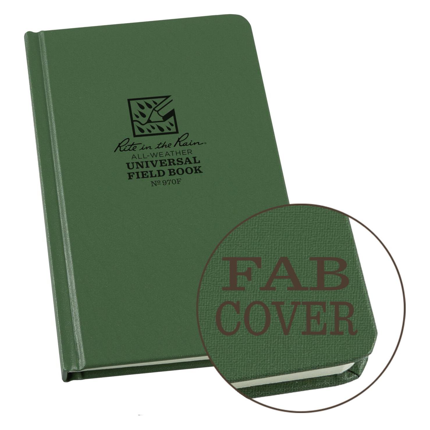 Rite in the Rain Gebundenes Buch Fabrikoid-Cover 12,1x17,8cm universal grün (Harter Einband) (970F)