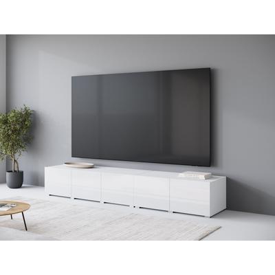Lowboard OTTO HOME "Denver 250 cm für bis zu 98-Zoll TVs - Weltmeisterschaft im XXL Format", weiß (weiß matt, weiß hochglanz), B:250cm H:39,9cm T:49cm, Sideboards, Lowboard, Wahlweise mit oder ohne offenes Fach in der Mitte