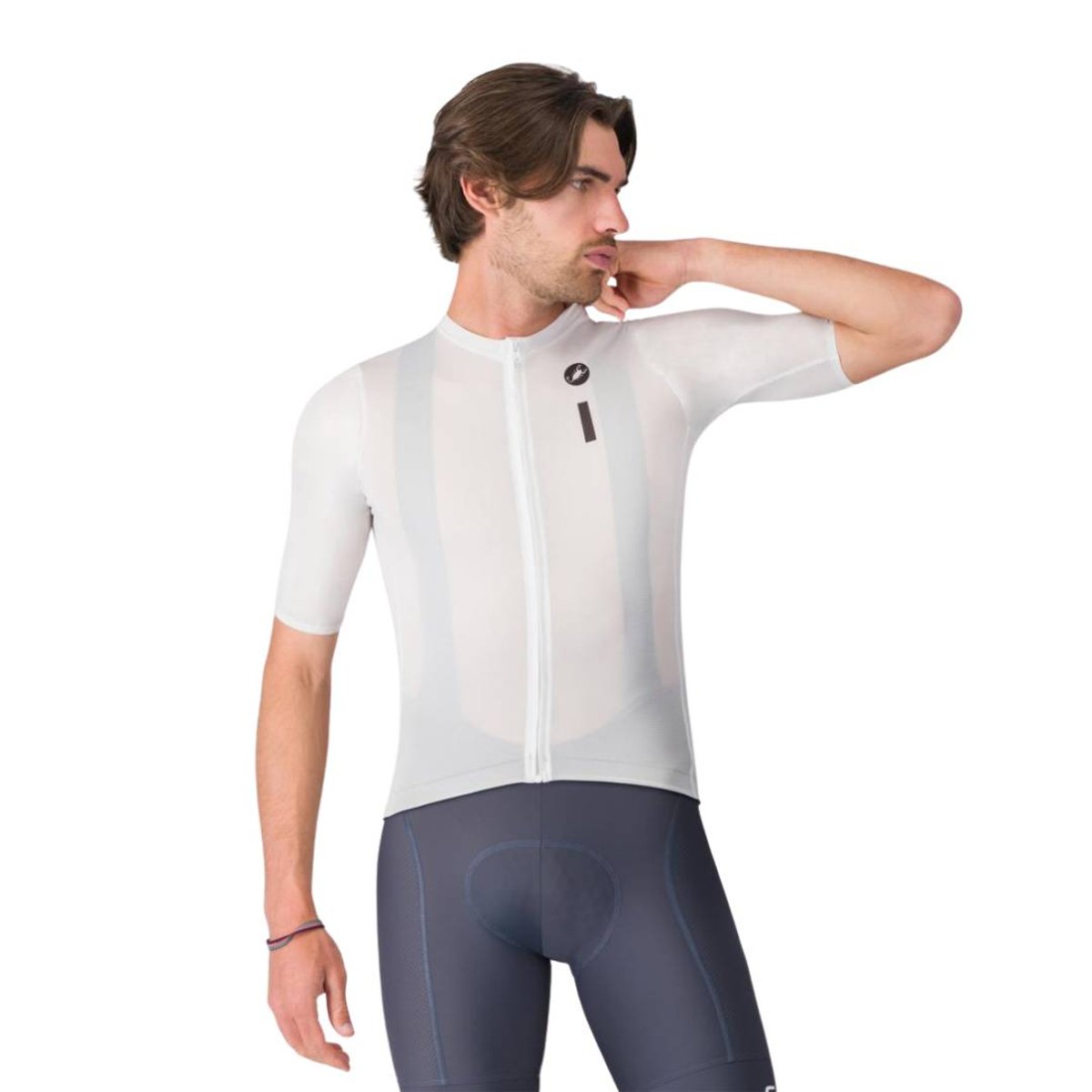 Maillot Castelli Drittone Logo Branco Preto, Tamanho L Homem