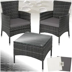 tectake® Rattanset, für 2 Personen, UV-beständig, 2 Bezugssets